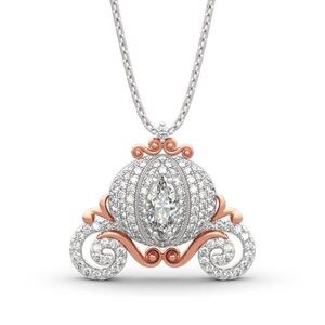 Jeulia "Cinderella's Dream" Pumpkin Carriage Sterling Silver Necklace